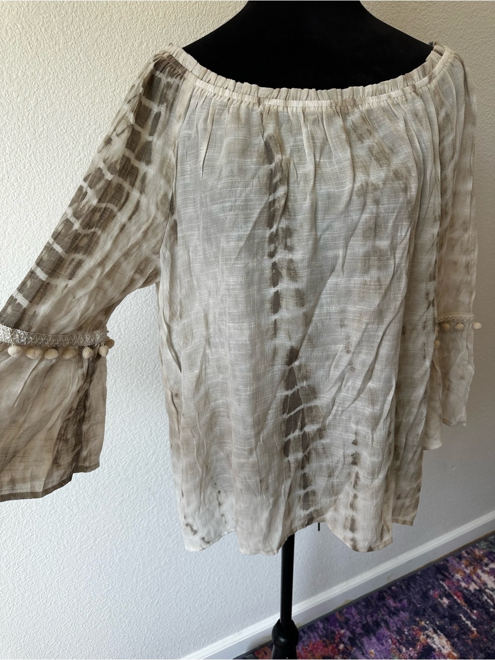 Apt.‎ 9 Tie Dye Off Shoulder Bell Sleeve Boho Top XL NWT